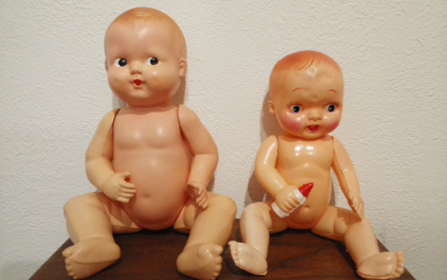 【正規品通販】昭和20年代【桃色オールインワンベビー」セルロイド人形 抱き人形、ベビー人形